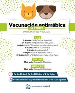 Vacunación antirrábica en Azul en Villa Piazza Sur